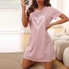 Heart Print Short Sleeve Nightdress - Comfortable and Stylish for Home or Outdoors