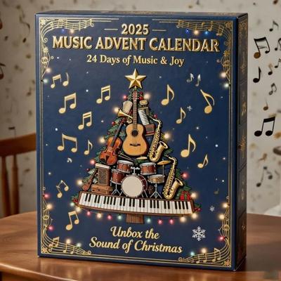 Musical Ornament Countdown Calendar Box 24-Day Christmas Advent Decoration Kids Family Holiday Decor