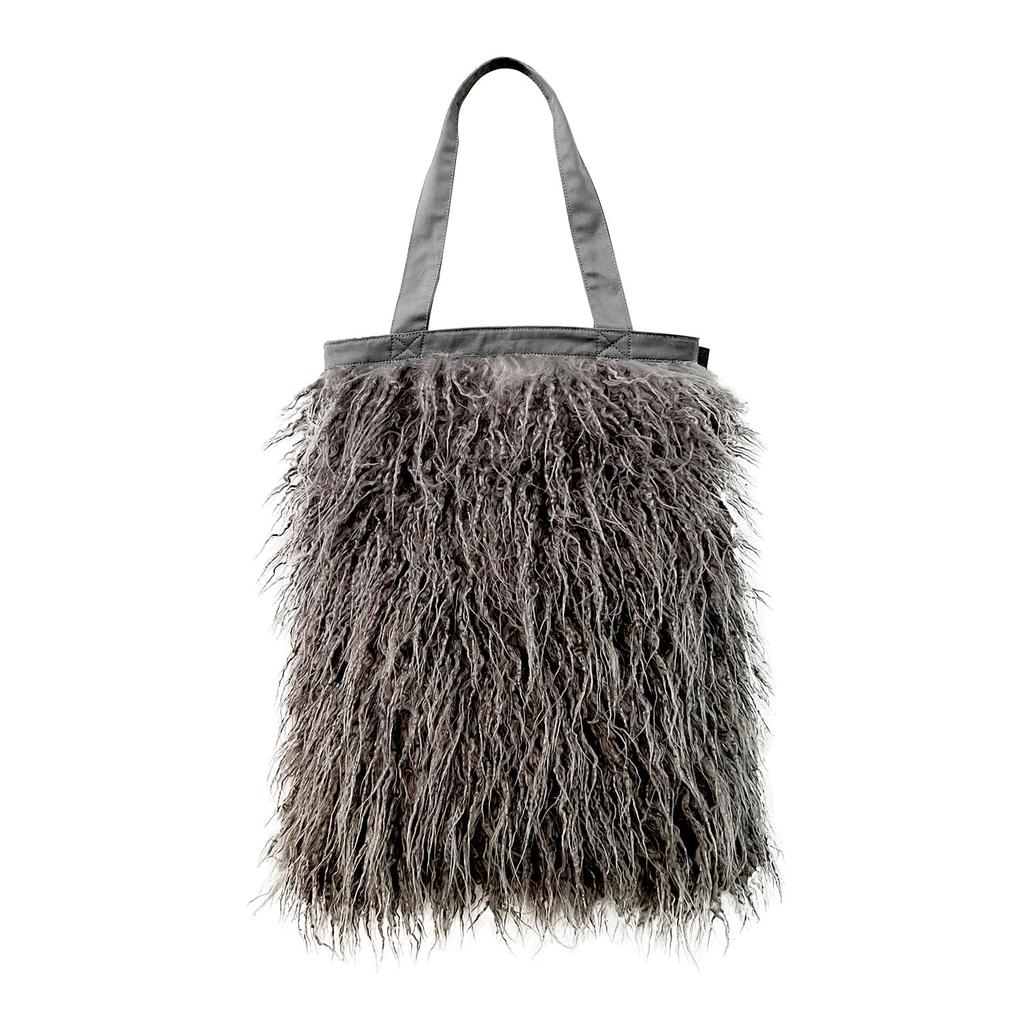 1196 Fluffy Faux Fur Vertical Tote Bag Moquette EU Tall Moket A [Rootote] (Gray)