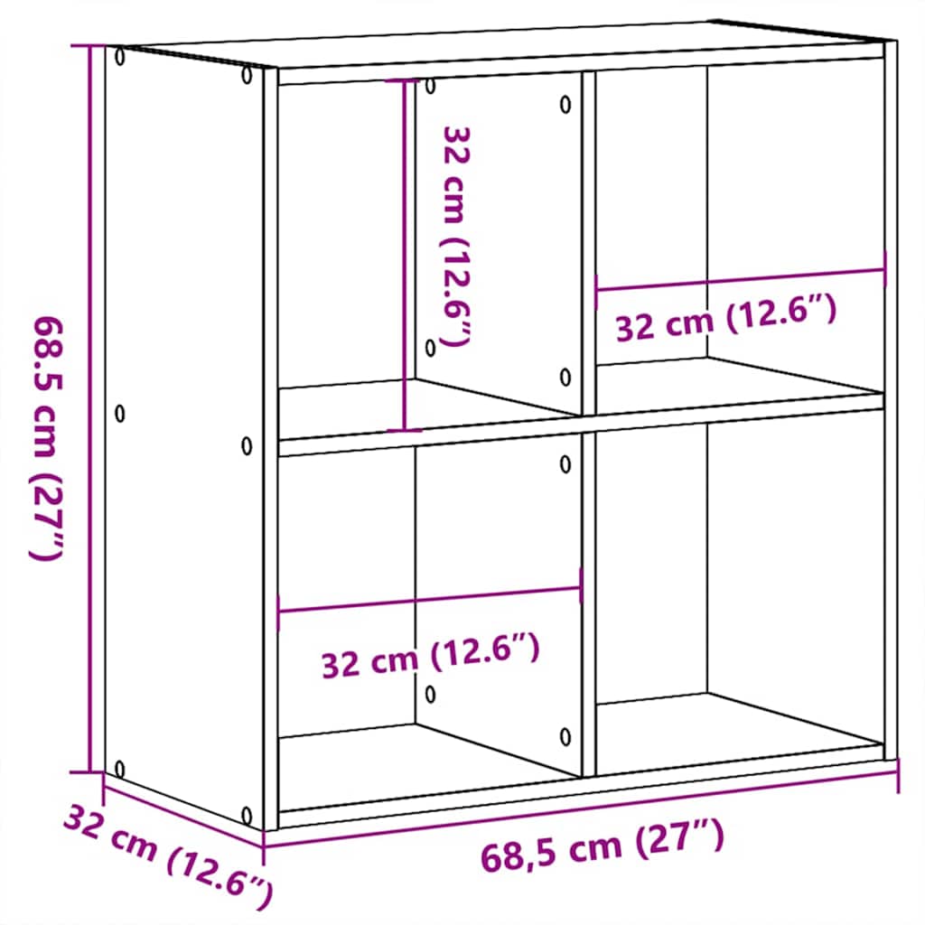 Bookshelf Black Oak Effect 68.5 x 32 x 68.5 cm