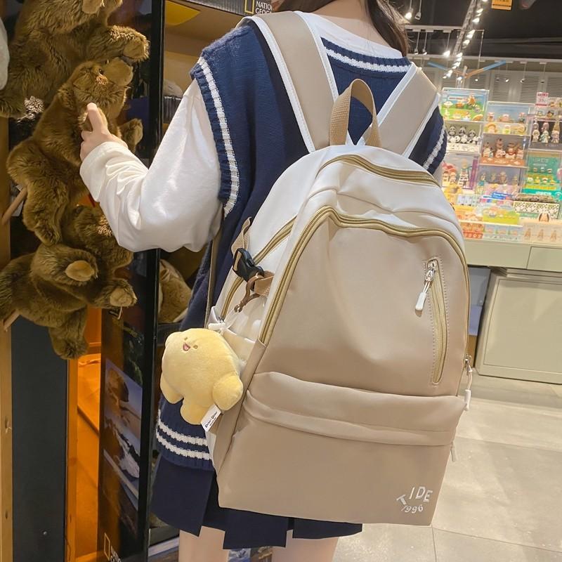 College style ins color matching letter student schoolbag Korean version large-capacity simple backpack