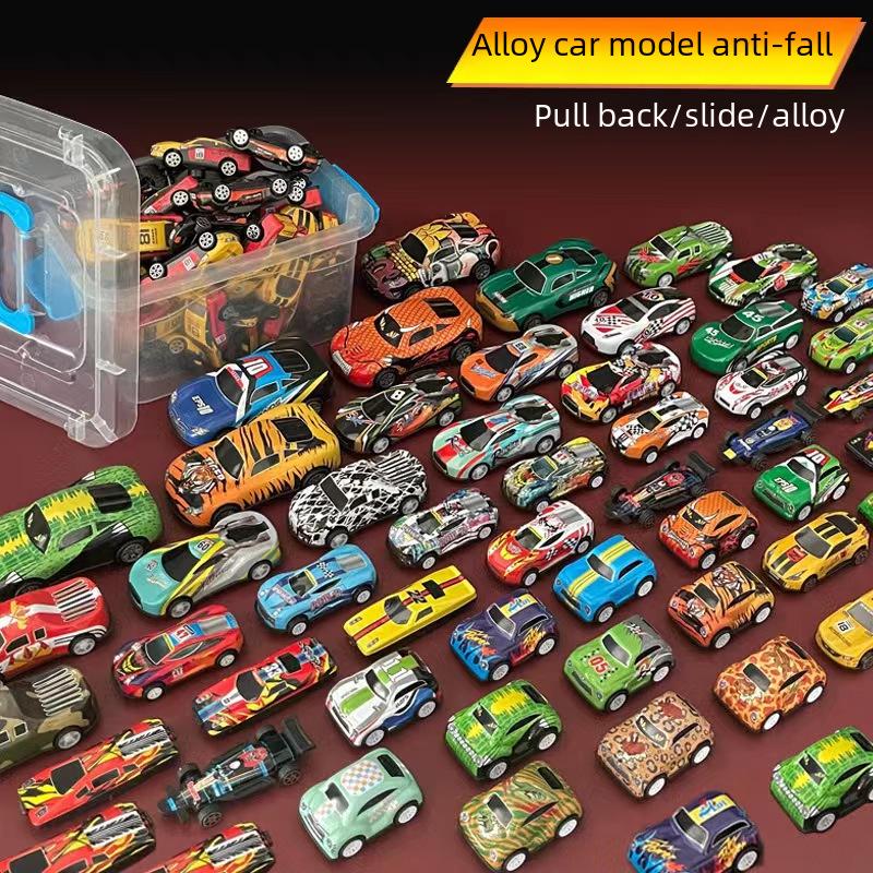 Children's Mini Alloy Pull-Back Toy Car Set In Gift Tin