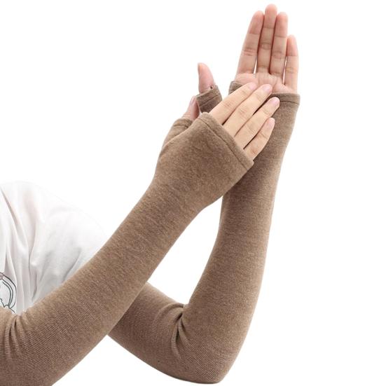1 Pair Fall Winter Gloves Fingerless Knitted High Elasticity Touchscreen Non-slip Elbow-Length Arm Warmers Arm