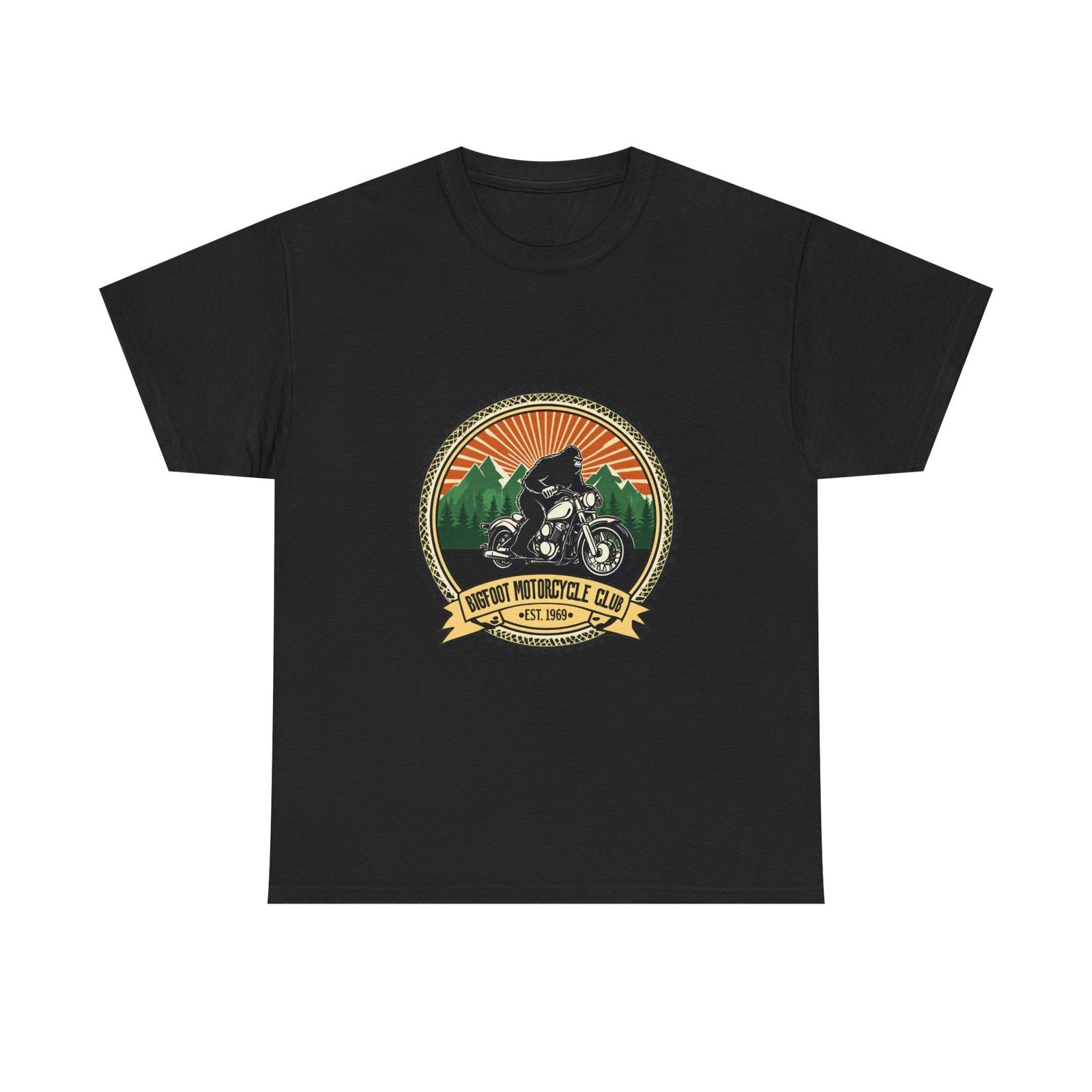 Bigfoot Motorcycle Club Unisex Heavy Cotton Tee Sasquatch Riding Motorbike Biker 3XL