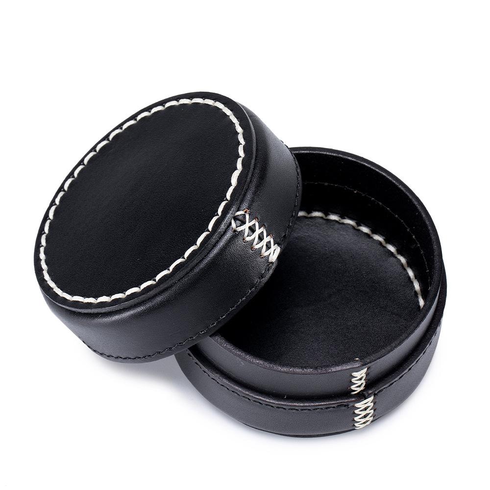 

Новая шкатулка для украшений из коровьей кожи первого слоя растительного дубления, круглая, ретро, многофункциональная шкатулка для хранения, шкатулка для украшений высокого класса чёрный