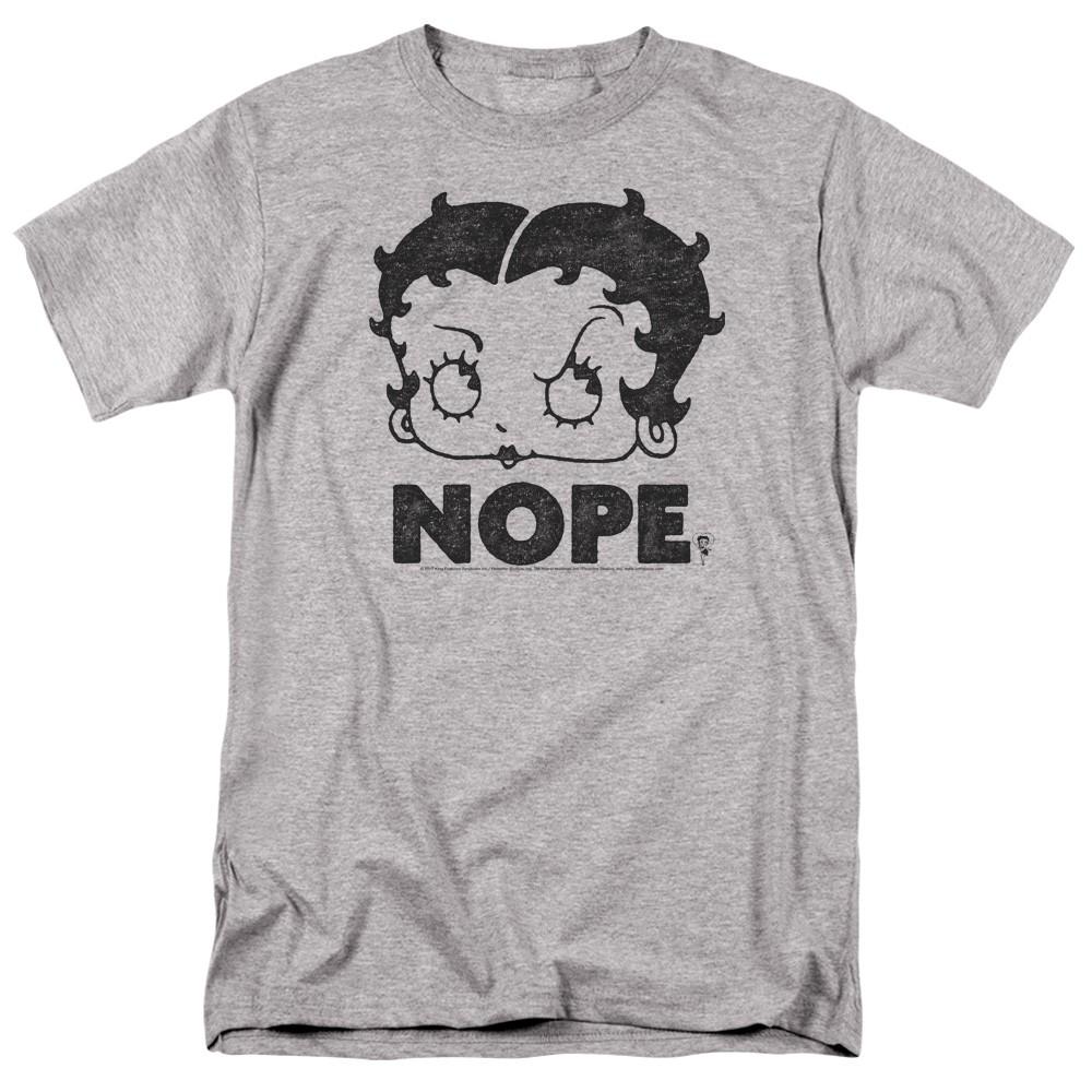 Betty Boop - Boop Nope - Adult Unisex Short Sleeve T-Shirt - Gray L