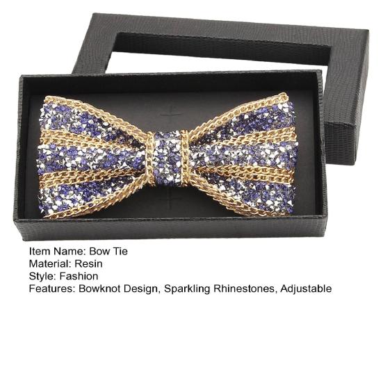 Men Bow Tie Adjustable Fit Shiny Rhinestone Design Neck Tie Weddings Groomsmen Business Formal Occasions Accessories