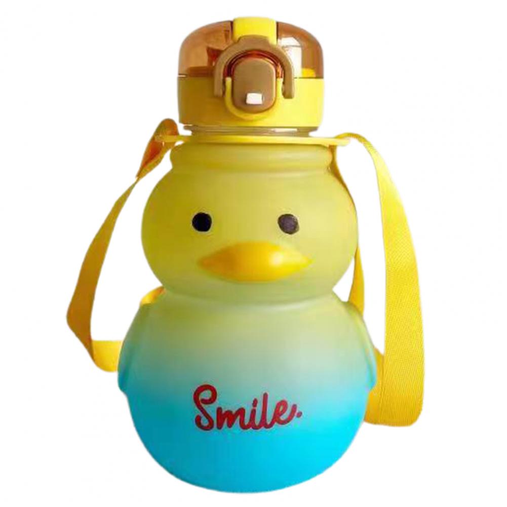 Cute Big Belly Water Cup Kawaii Duck Water Bottle with Straw Water-drinking Strap Duck Water Cup