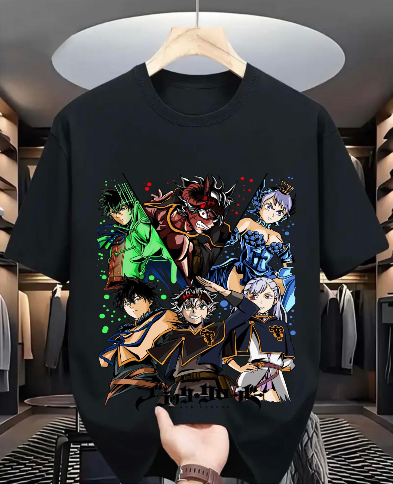 Black Clover T-Shirt Mens Womens Tees Top Asta Yuno Anime Manga Girl Gifts Black Shirt All Size L