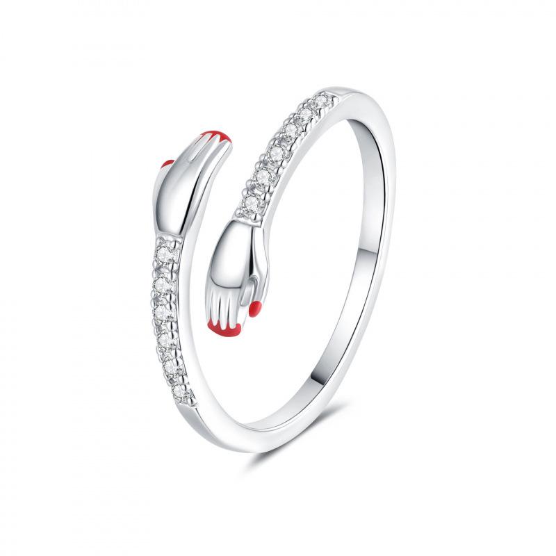 2025 Korean Style Adjustable Zircon Hug of Love Minimalist Women's Ring