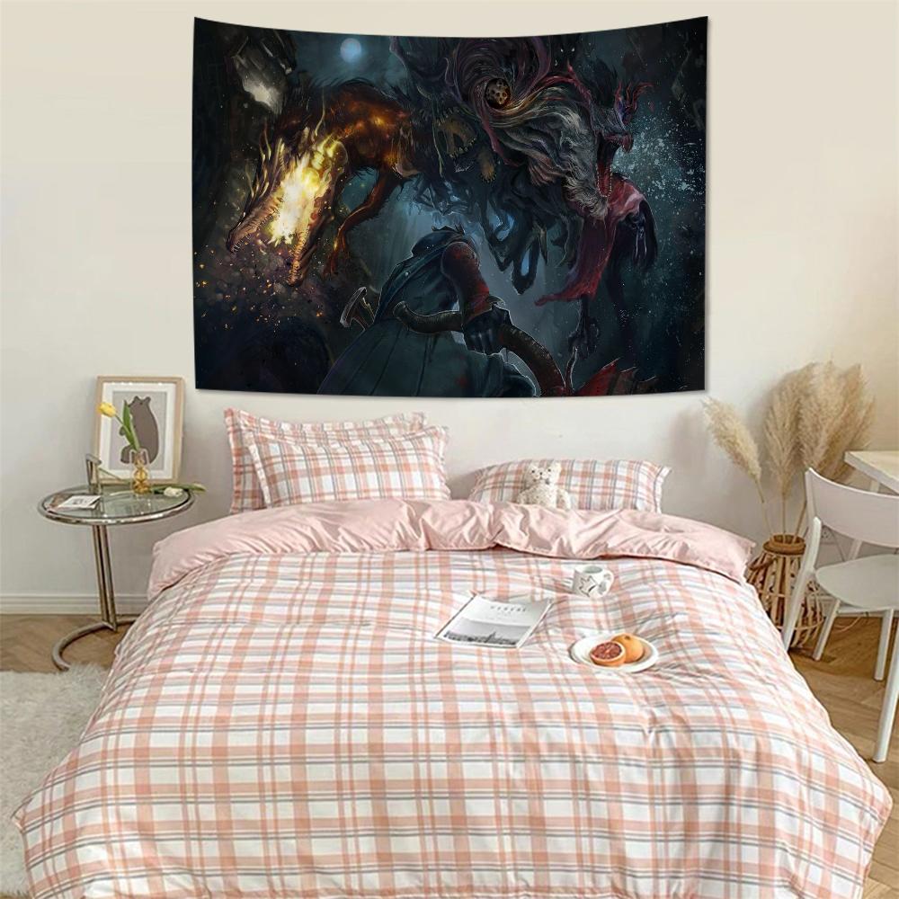 Game Bloodborne Cartoon Tapestry Art Science Fiction Room Home Decor Wall Hanging Sheets