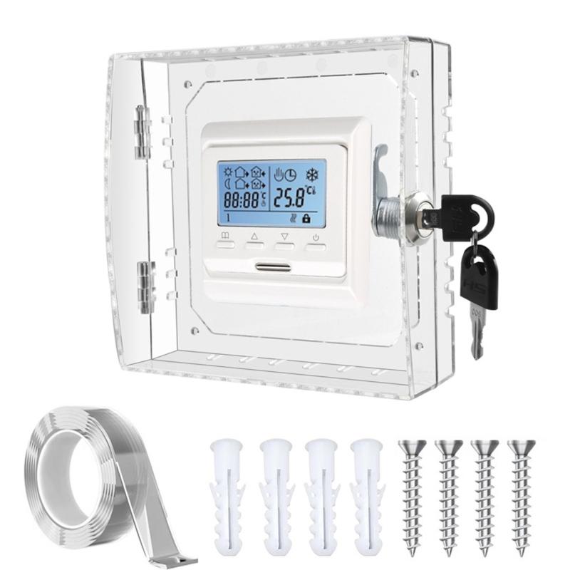 

Small Thermostat Lock Box Strong PC Component with Clear Window Plastic Thermostat Cover Box for Easy Monitoring 1
