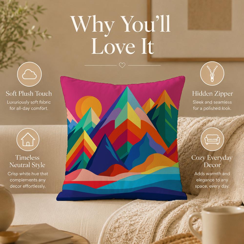 Art G-Geometric LandscapeS Cushion Cover Double-Sided Printed Pillow Cover Hypoallergenic Dust-Mite Proof
