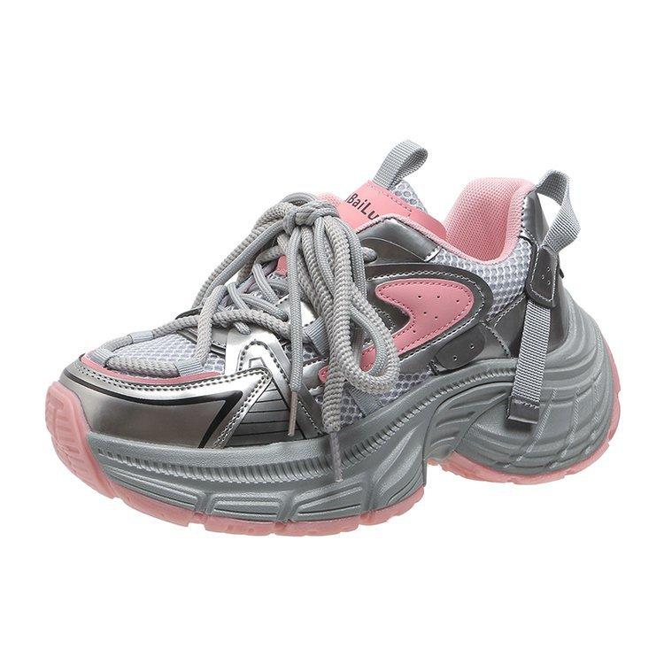 

Ziyan кожаные кроссовки папины женские туфли на платформе детские 2025 новые интернет-знаменитость универсальные на шнуровке цветные повседневные спортивные туфли 40 розовый