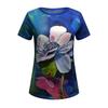 3D Digital Oil Painting Gradient Floral T-shirt Round Neck Loose Short Sleeved Top for Women's Spring and Summer Styles