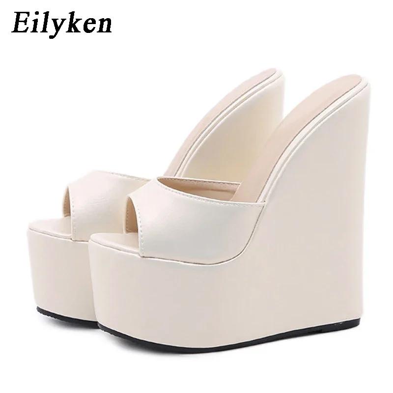 

Eilyken Summer Platform Wedge Peep Toe Slippers Women Sexy Super High Heels Sandals Size 35-42 35 абрикосовый