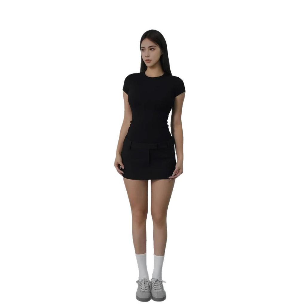 European & American Slim Fit High-Elastic Short-Sleeve T-Shirt: Breathable, Figure-Flattering, Petite Base Top