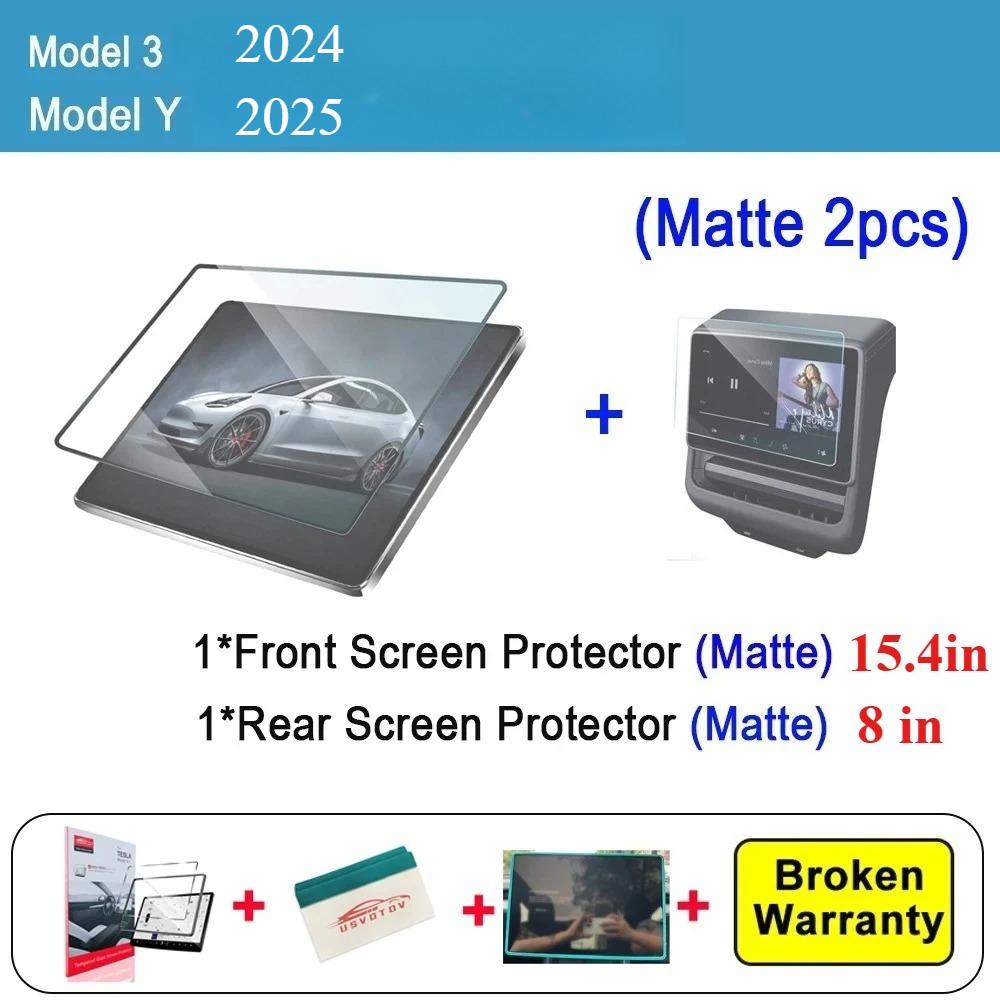For Tesla New Model Y Juniper 2025 Launch Model 3 Highland 2025 Tempered Glass Screen Protecor Full Covered Soft Black Frame