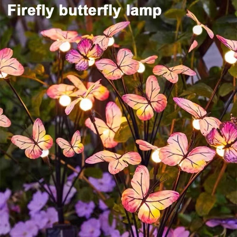 6/9 Head Butterfly Solar Garden Lights 8 Light Modes Waterproof Flower Solar Lawn Lights Realistic Decorative