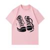 Men's 100% Cotton Crew Neck Short Sleeve T-Shirt, Casual Black White Sneakers Print Comfortable Lightweight Graphic Tee for Daily Wear, Soft Breathabl