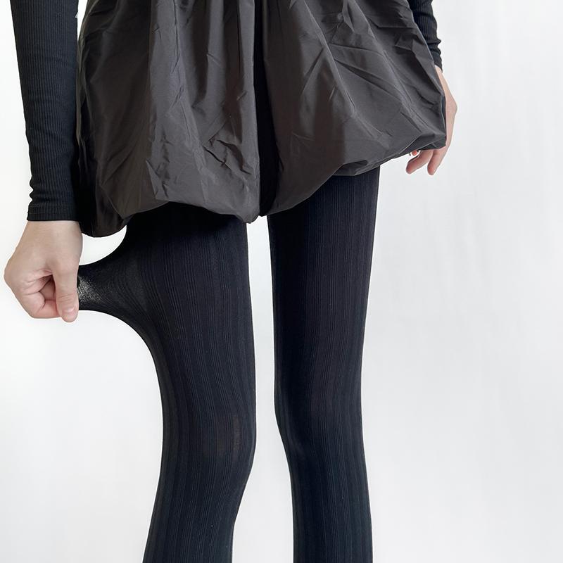 Striped Tights Women  Autumn Winter Elastic Basic Pantyhose  Solid Color Retro Super Stretch Tights Stockings Leggings