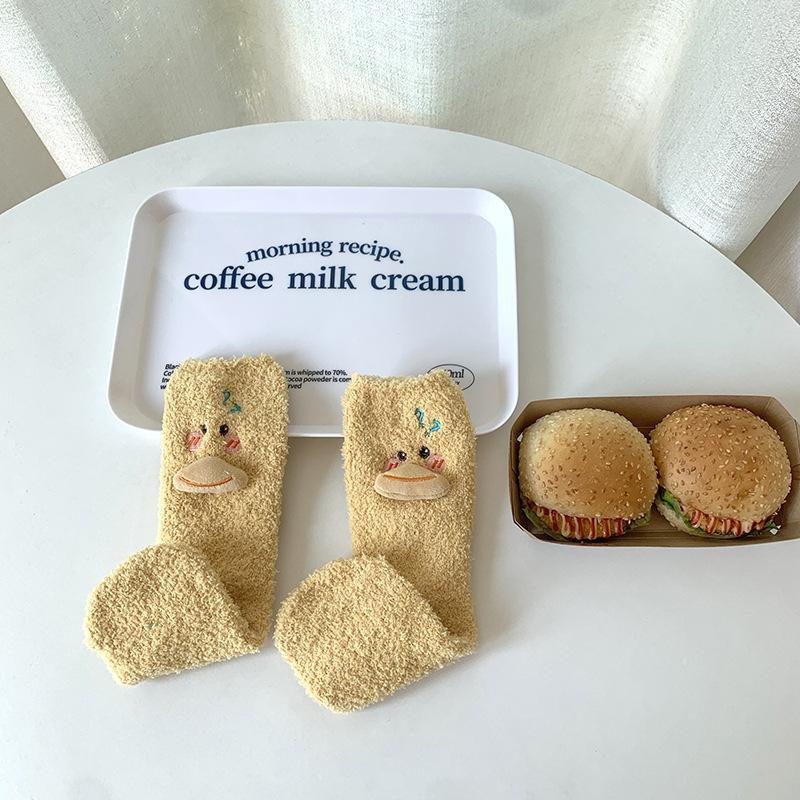 

Little Yellow Duck Coral Fleece Socks Women S Winter Warm Home Sleeping Socks Medium Tube Fleece Cartoon Outer Wear Girls Socks One size fits all оранжевый