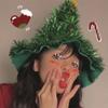 Fancy 2025 Ins Christmas Tree Hat Fabric Rain Silk with Star Tinsel Christmas Headband Gift Cap Decoration Photo Props