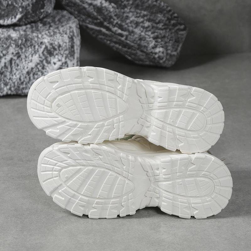 Fashion Fashion Solid White Thick Bottom Sneakers Women 2025 Autumn Breathable Mesh Lace Up Sneakers Casual Soft Sole Running Shoes