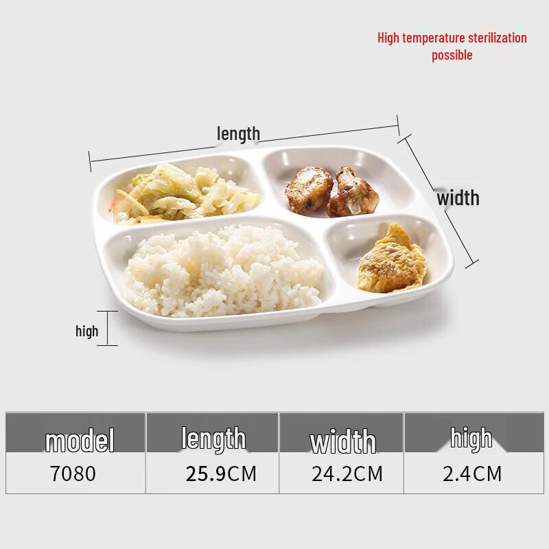 Melamine Divided Compartment Dining Tray - 5 Pack