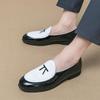 Men's British Style Slip-On Leather Loafers: Plus Size, Color Block, Pointed Toe, Bow Detail, Formal & Casual.