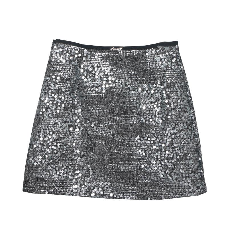 Heavy Industry Silver Sequined Skirt Female Small 2025 Sparkling Streamer A-line Bag Hip Skirt Zipper Uchimura Female Skirt