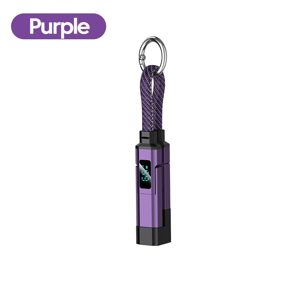 

mini 65W Digital display super fast charging 4 in 1 keychain data cable type c to type c short wire for iPhone 17 16 15 Huawei фиолетовый