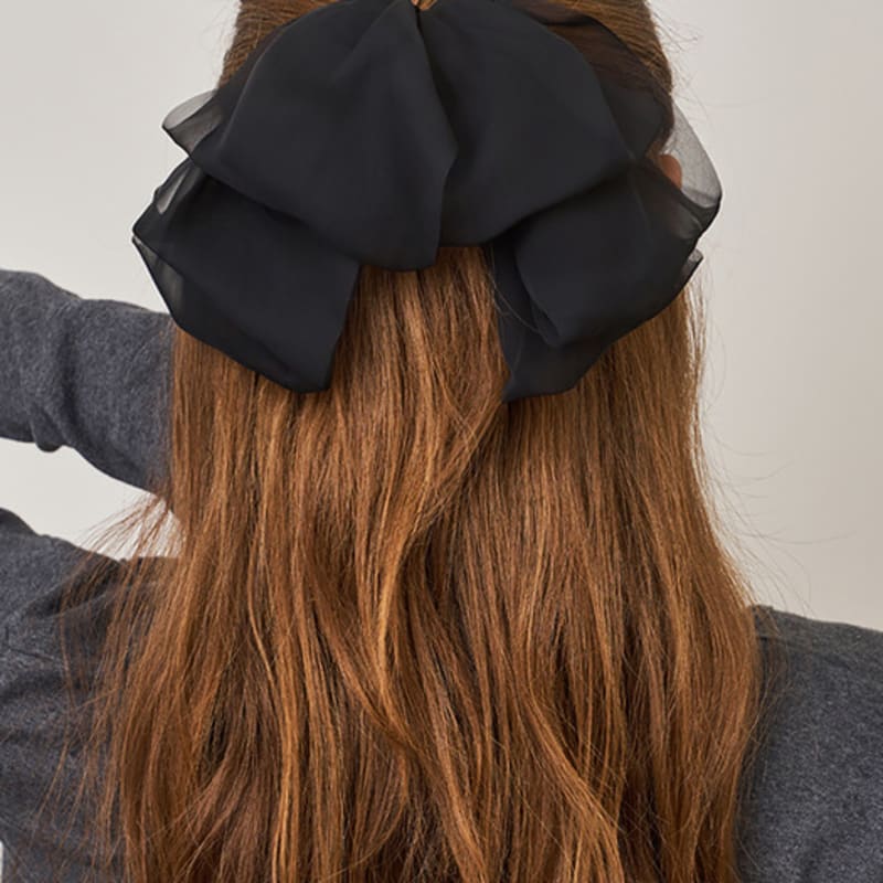 

Ssecondo Big satin ribbon hairpin, Arabella Black
