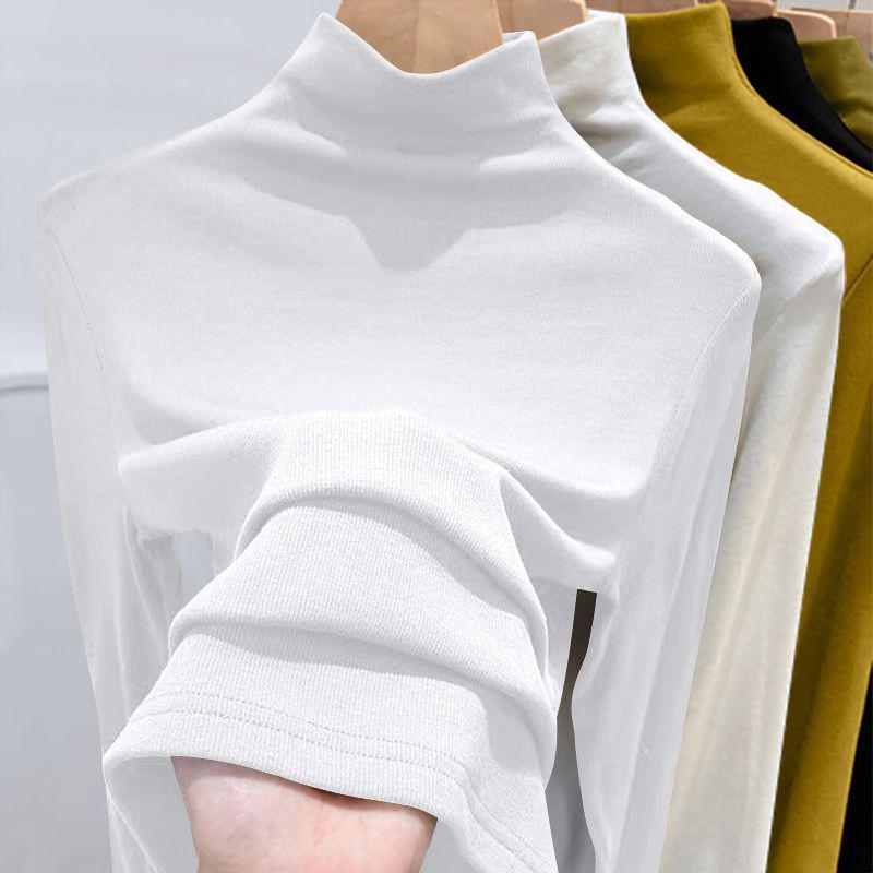 Women's Slim-Fit Long-Sleeve Turtleneck Base Layer Shirt for Autumn/Winter