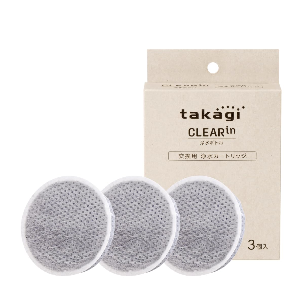 Takagi Water Purifier Cartridge, Made in Japan, Clear In Water Purifier Bottle, PFOS/PFOA Removal Tested, 3 Cartridges Included, HBC1SE3