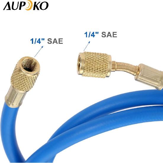 R410A AC Refrigerant Charging Hoses, 60’’ R410A HVAC Charging Hose with 1/4’’