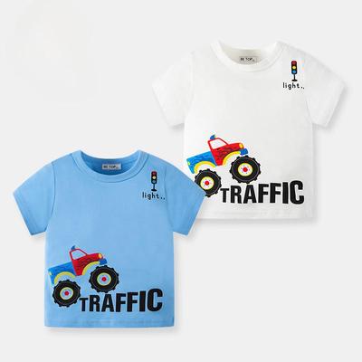 2024 New Kids' Cartoon Tee: Short-Sleeve Cotton, Summer Korean Style for Boys