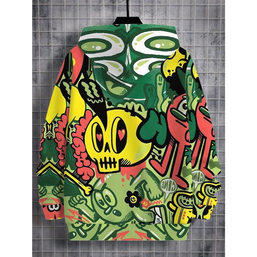 3D Digital Printed Street Graffiti Style Hooded Sweatshirt, Fashionable and Trendy Casual Children's Clothing, Perfect Gift