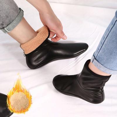 Unisex Winter Warme Leren Thermische Laarzen Pantoffel Binnenhuis Zachte Antislip Sokken