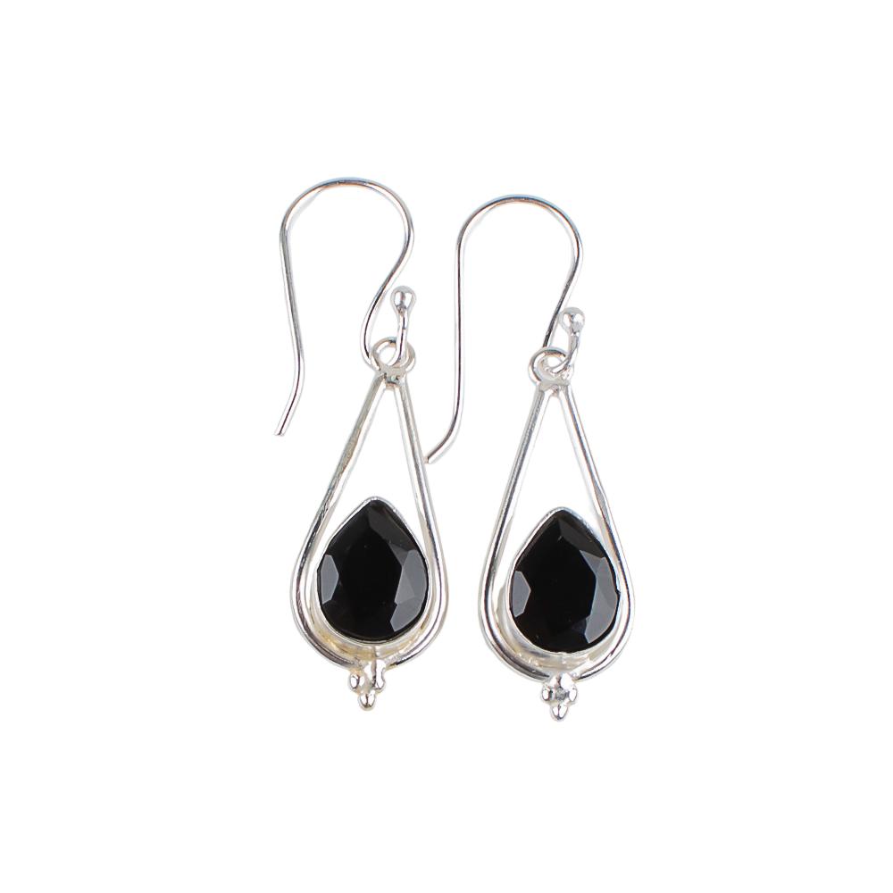 Black Onyx Gemstone 925 Sterling Silver Handmade Jewelry Earrings 1.50" For Gift EE-14-16