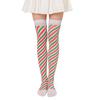 Women Cartoon 3D Plush Toy Striped Over Knee Long Socks Bowknot Thigh High Stockings for Christmas Cosplay Costume