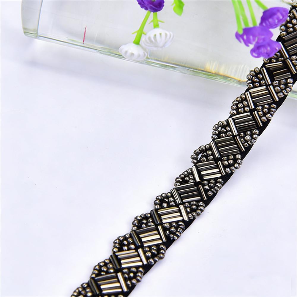 Beaded Pearl Lace Trim Soft Tulle Ribbon Handmade Beading Exquisite Lace Trim For Curtains Sleeve Decoration Bags