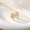 Floral Zircon Inlaid Hollow Luxury Earrings - Exquisite Korean Style