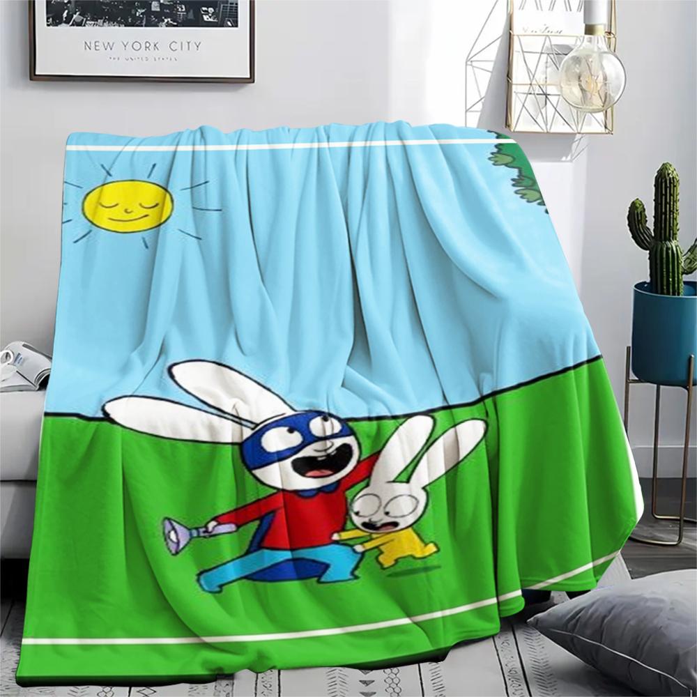 1pz Coperta in Flanella con Stampa di Simon il Coniglio, Alta qualità Confortevole per Tutte le Stagioni, Arredamento per la Casa, Calore e Comfort, Perfetta per Regali di Natale157