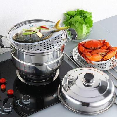 Extra Thick Stainless Steel Double-Layer Large Steamer Pot for Induction Cookers