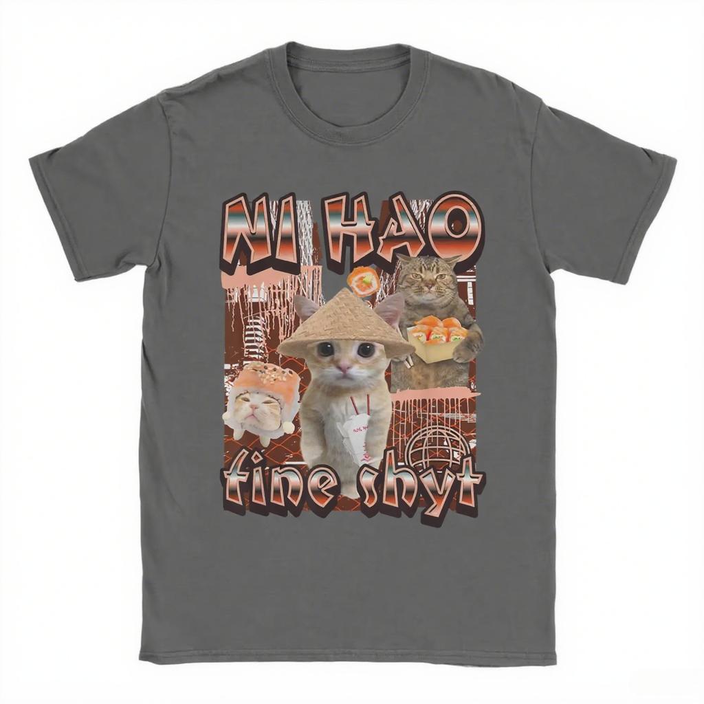 2025T-shirt Men's and Women's Printed T-shirt Funny Cat Summer Clothes Cotton Summer Clothes T-shirt High Quality Street Clothes