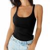 Kvinner O-hals Sommervest Ermeløs Sexy Basic T-skjorte Ribbete Tank Casual Topper