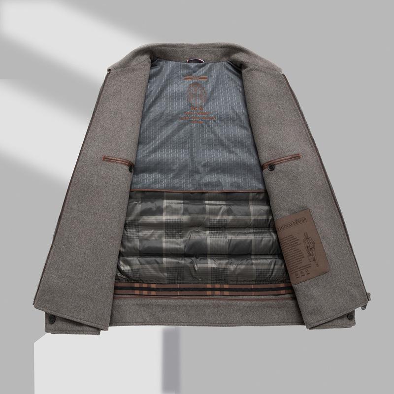Men's Light Luxury Double-Sided Wool Coat - Short Lapel Autumn/Winter Jacket for Business Casual Wear