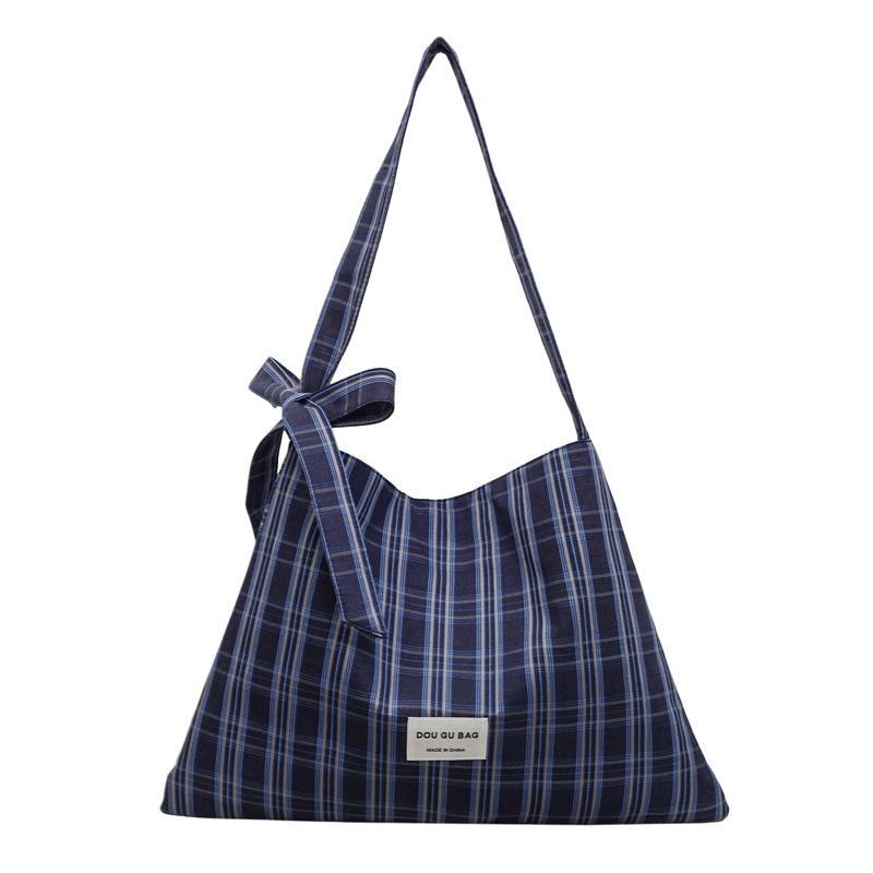 Commuter Tote Bag Plaid Retro Large Capacity Shoulder Crossbody Bag