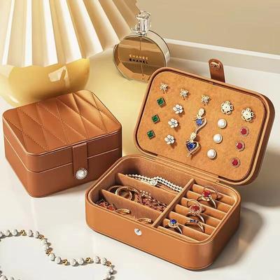 Retro Multi Functional Leather Storage Jewelry Box Accessories Necklaces Earrings Portable Storage Box Home Garden Festival Gift